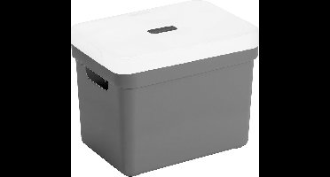 Sunware Opbergboxen met transparante deksel - 1x stuks - kastmanden - antraciet - 18 liter - kunststof - 35 x 25 x 24 cm - Opbergers