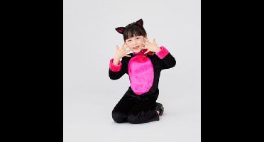 Halloween carnaval kostuum meisjeskat, jumpsuit met diadeem