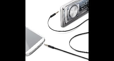 Celly Audiokabel 3.5mm – 2 Aux-aansluitingen - Voor smartphone, tablet of MP3 - Platte kabel - 1 Meter - Zwart