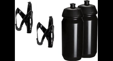 2x Tacx Bidon - 2x M-wave Bidonhouder - Drinkfles - Drinkbushouder - Drinkbushouder voor Fiets