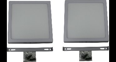 Hofftech Plafonnière - 2x - LED - vierkant - 22 x 22 cm - 18W / 1200 Lumen - wit - plafondlamp