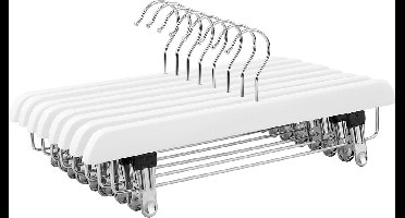 Hoppa! Broekhangers van hout. 8 stuks. broekhangers. voor broeken en rokken. antislip. van Sema-hout. met draaibare haak en verstelbare clips. 35.5 cm - Kleerhangers - Kledinghangers