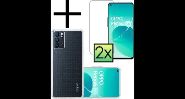Hoesje - Met 2x Screenprotector - Geschikt voor OPPO Reno 6 - Sterk & Shockproof - Back Cover - Siliconen Case - Telefoon Hoes - Transparant