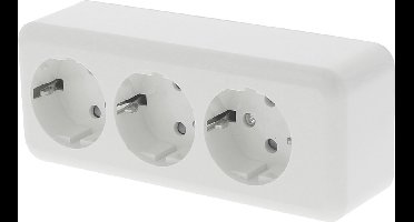 Q-LINK - Wandcontactdoos - Opbouw - 3-voudig Stopcontact - Randaarde - Kinderbeveiliging - Polarwit