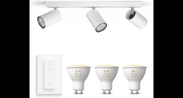 Philips Hue Kosipo Opbouwspot (Wit) - Warm tot Koelwit Licht - Incl. Hue Dimmer Switch - Plafondspot met 3 Lichtpunten - GU10 - Hue White Ambiance