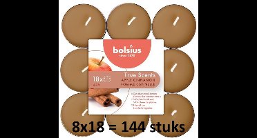 144 stuks Bolsius appel kaneel - apple cinnamon geurtheelichtjes (4 uur) True Scents