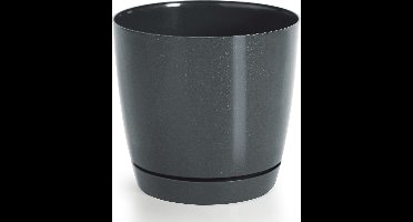 Prosperplast Plantenpot/bloempot met opvangschaal - kunststof - antraciet D28 x H26 cm - binnen/buiten