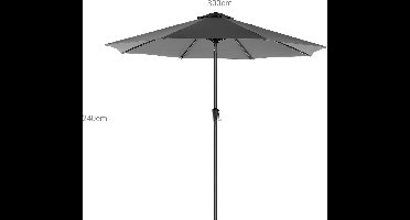 Hoppa!  Parasol, 3 m diameter, zonwering, achthoekige tuinparasol van polyester, inklapbaar, met zwengel, zonder statief, buiten, voor tuin, balkon en terras, grijs