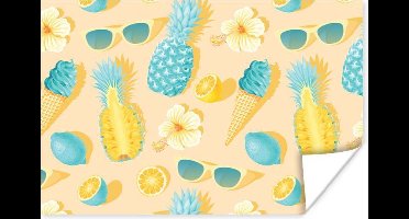 Poster Zomer - Patroon - Geel - 30x20 cm