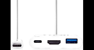Nedis USB Multi-Port Adapter - USB 3.2 Gen 1 - USB-C Male - HDMI Output / USB-A Female / USB-C Female - 5 Gbps - 0.20 m - Rond - Vernikkeld - PVC - Wit - Doos