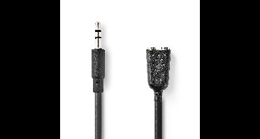 Stereo-Audiokabel - 3,5 mm Male - 2x 3,5 mm Female - Vernikkeld - 0.20 m - Rond - Zwart - Envelop