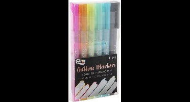 Craft Sensations Outline Markers | 6 stuks | Basiskleur Zilver | Tekenen voor kinderen en volwassenen | Kleuren | Bullet Journal