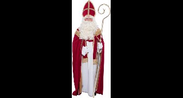 Sinterklaas kostuum luxe katoenfluweel met mijter voor volwassenen - Sint Nicolaas verkleedkleding