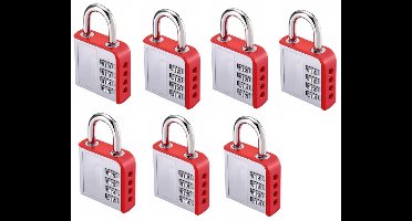 Stahlex Hangslot met cijfercode - aluminium - 85 mm - 4-cijferige combinatie - set van 7