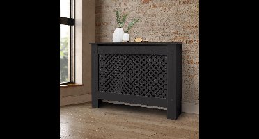 Radiatorpaneel 112x19x82 cm ruit zwart gemaakt van MDF