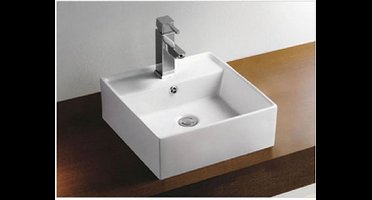 Bally Larx Opzetwastafel 41x41x15cm Met 1 Kraangat En Overloop Keramiek Wit