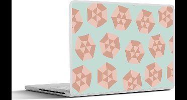 Laptop sticker - 10.1 inch - Zomer - Parasols - Lichtblauw - 25x18cm - Laptopstickers - Laptop skin - Cover