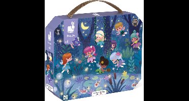 Janod - Puzzel Elfjes en Waterlelies - In Puzzelkoffer - 36 Stukjes - Geschikt Vanaf 4 Jaar