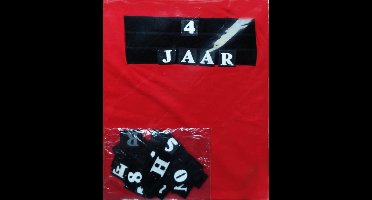 T-shirt - Tekst - Klittenband - Rood - mt.128