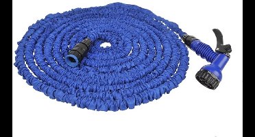ProPlus Uitrekbare tuinslang met sproeier - 15 meter - blauw - lichtgewicht en knikvrij