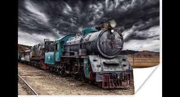 Poster Donkere wolken boven de stoomlocomotief - 30x20 cm