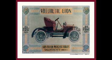 metalen wandbord Peugeot voiturette lion 20x30 cm