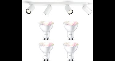 WiZ Pongee Opbouwspot (Wit) - Wit en Gekleurd Licht - Plafondspot met 4 Lichtpunten - GU10 -Te bedienen via WiFi