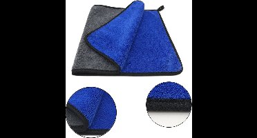 Microvezel autodoek - Autopoetsdoek - Auto schoonmaken - Microvezeldoek - Droogdoek - 30/30cm - Blauw/Zwart