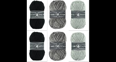 Set van 6 bollen katoen en acryl garen - Cosy fine en Cosy fine faded - grijs