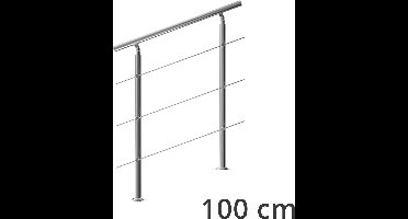 Monzana Trapleuning 100 cm - Met 3 Spijlen – Roestvrijstaal