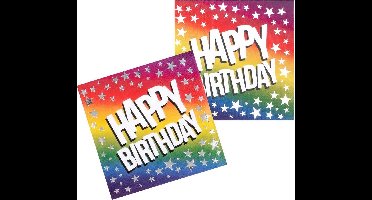 Boland - Servetten - Happy Birthday - Regenboog - Sterren - 33 cm - Papier - 12 Stuks