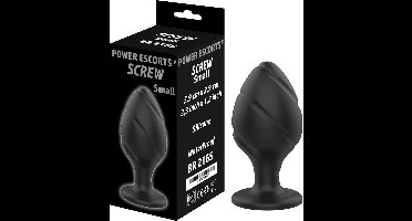 Power Escorts - Screw Plug Small Anal Plug  - 5,9 CM x 2,9CM / 2,3 Inch x 1,2 Inch - Butt plug - zwart - kwaliteits Silicone - geen goedkoop tpe materiaal - stoere Cadeau box - BR216S