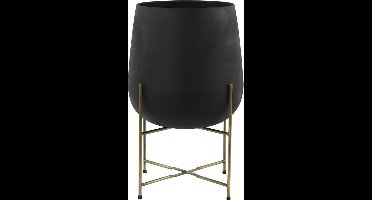 Light & Living Bloempot deco Ø43x63 cm BERTENS mat zwart+antiek brons