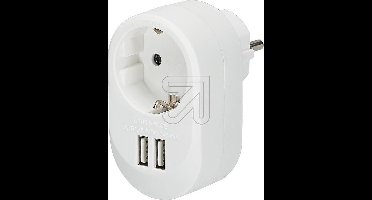 EGB verdeelstekker - wit - 1-voudig + 2 USB poorten