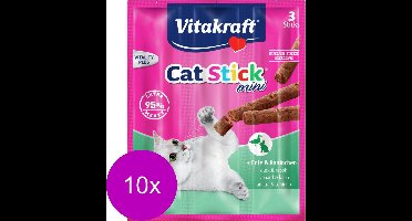 Vitakraft Cat-Stick Mini - Kattensnack - Eend&Konijn - 10 x 3 st