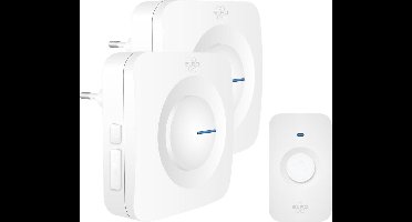 ELRO DB3000 Draadloze Deurbel Set – 2x Plug-in Ontvanger - Bereik 300 meter - IP65 Waterdicht - 64 Melodieën - Wit