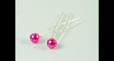 Haarpinnen parel donker roze met diverse strass points