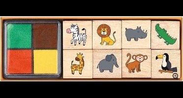 Moses Stempelset Safari Junior 12,5 X 3,5 Cm Hout 9-delig