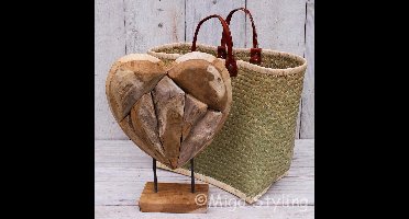 Geschenkset - Cadeaupakket - Valentijn - Tas - Zeegras - Houten - Hart - Riet - Kerstpakket