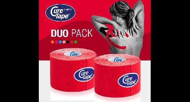 CureTape® Classic voordeelset - Rood - - Kinesiotape – 2 rollen - 5cm x 5m - Elastische tape - FysioTape - Kinesiologie Tape - Cure Tape