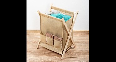 Inklapbare wasmand beige inhoud 30 liter