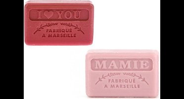 Soap bar set - zeep savon de marseille I love you + Mamie 2x125 gr. - Valentijn - Moederdag - moederdag pakket