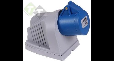 Wandcontactdoos, 3-Pen, 230 Volt, 16 Ampere, CE keuring, Fluxon