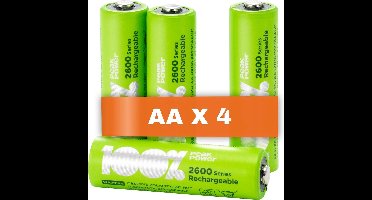 100% PeakPower oplaadbare batterijen AA NiMH 2300 mAh - 4 stuks AA batterijen oplaadbaar 1,2V (HR6 / Mignon)