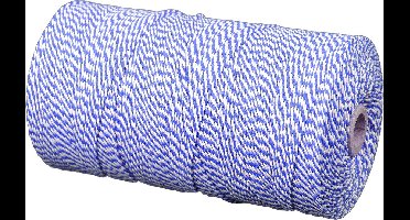 Katoenkoord - Blauw/Wit - Touw - spoel 100gr - dikte 1,5mm - lengte 130 mtr (Nr.16)