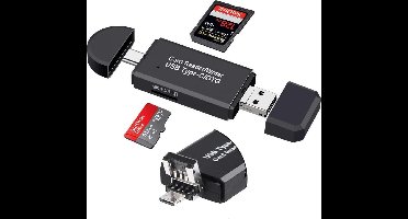 Universele SD- en TF-Kaartlezer met USB-, USB-C- en micro-USB