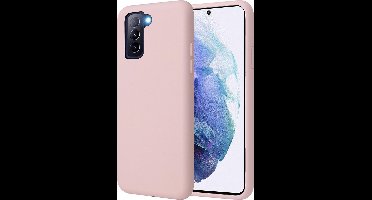 Hoesje geschikt voor Samsung Galaxy S21 Plus - Matte Back Cover Microvezel Siliconen Case Hoes Roze