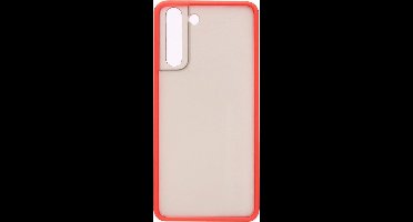 Shop4 - Samsung Galaxy S21 Hoesje - Harde Back Case Transparant Rood