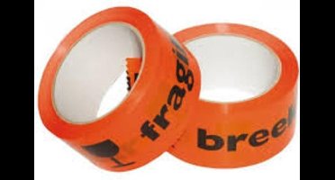 3x Waarschuwingstape Budget breekbaar 50mmx66m oranje/zwart - set 3 rollen