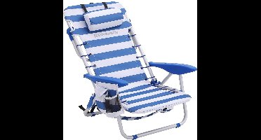 Hoppa! Strandstoel - Blauw/Wit - Aluminium